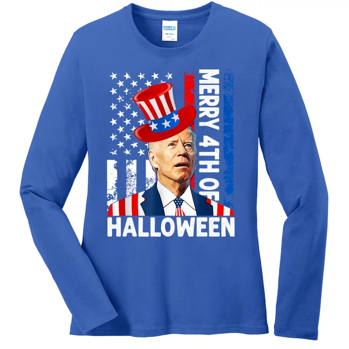 Joe Biden Confused Merry 4th Of Halloween Fourth Of July Gift Ladies Long Sleeve Shirt