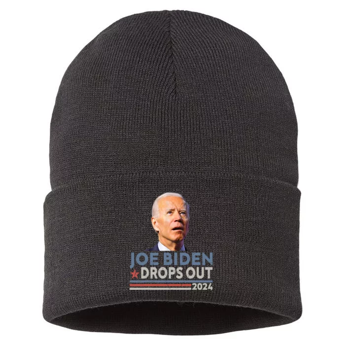 Joe Biden Drops Out 2024 Pro Trump Sustainable Knit Beanie