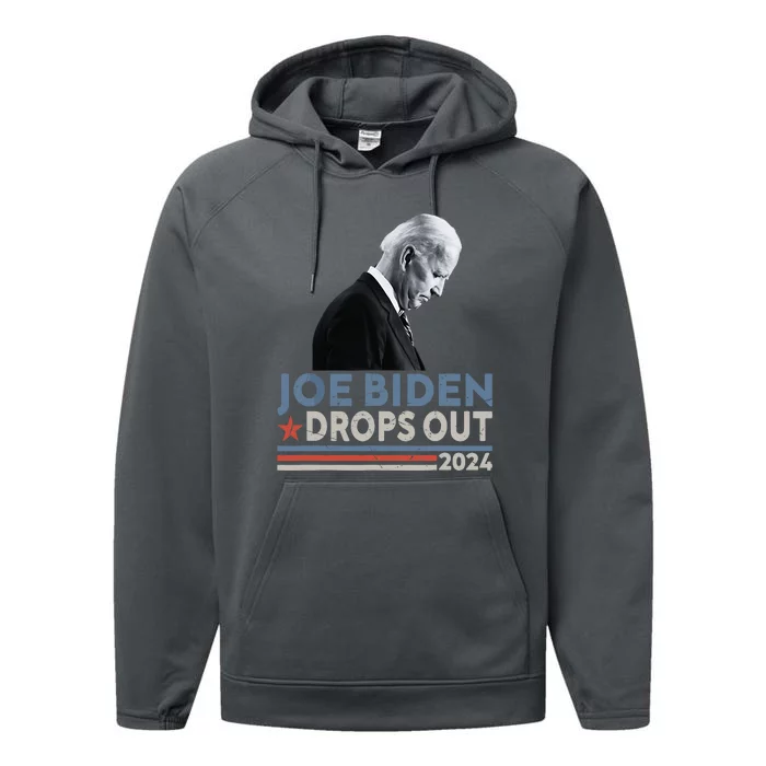 Joe Biden Drops Out 2024 We Support Trump Performance Fleece Hoodie