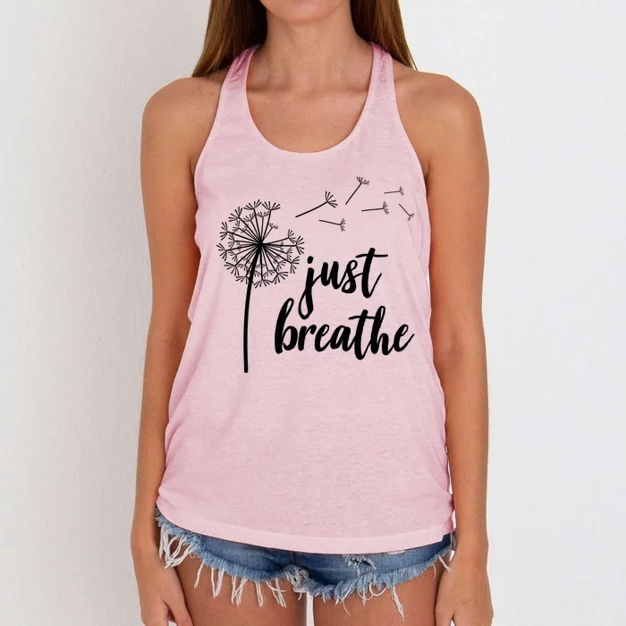 Just Breathe Dandelion Mental Health Women's Knotted Racerback Tank