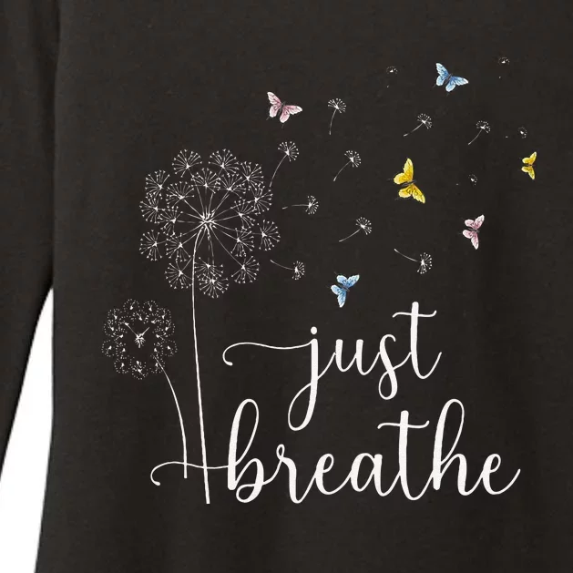 Just Breathe Dandelion And Buterflies Summer Top Womens CVC Long Sleeve Shirt