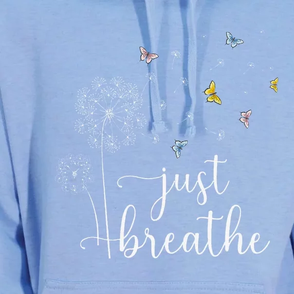 Just Breathe Dandelion And Buterflies Summer Top Unisex Surf Hoodie