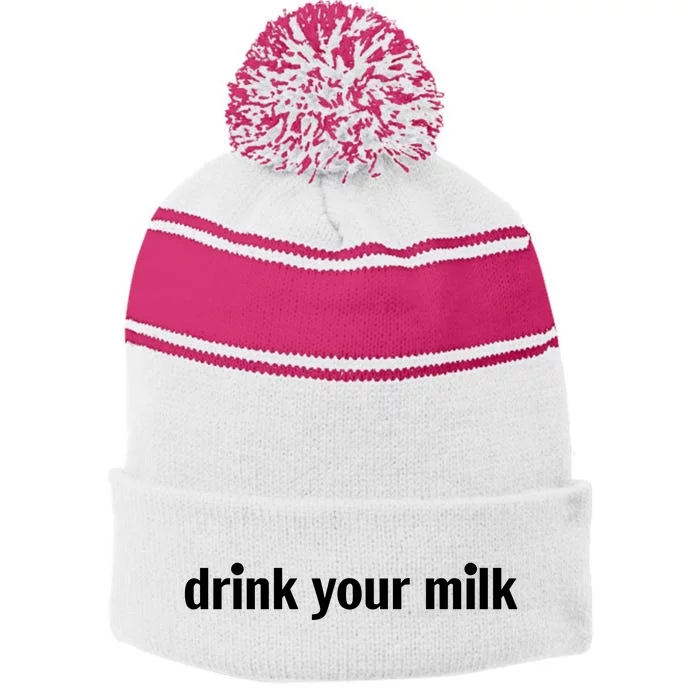 Jonathan Bailey Daily Drink Your Milk Stripe Pom Pom Beanie