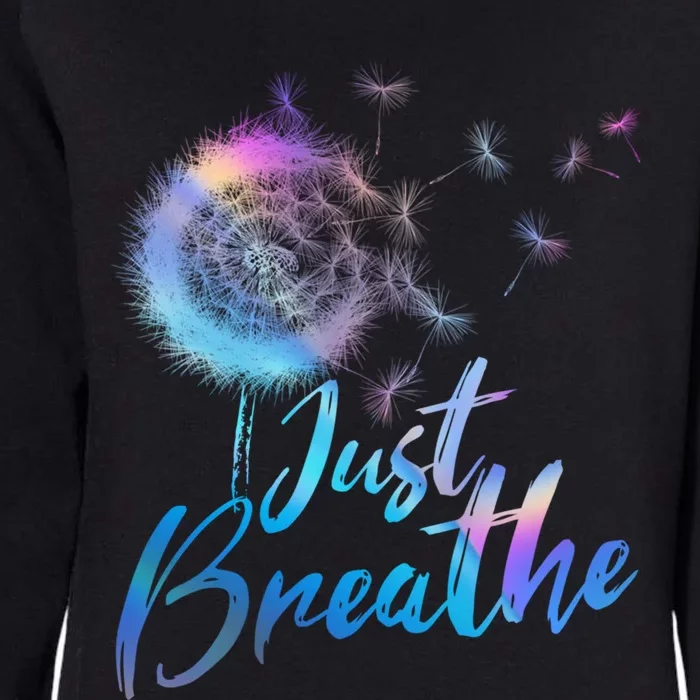 Just Breathe Dandelion Wildflower Botanical Nature Flower Great Gift Womens California Wash Sweatshirt