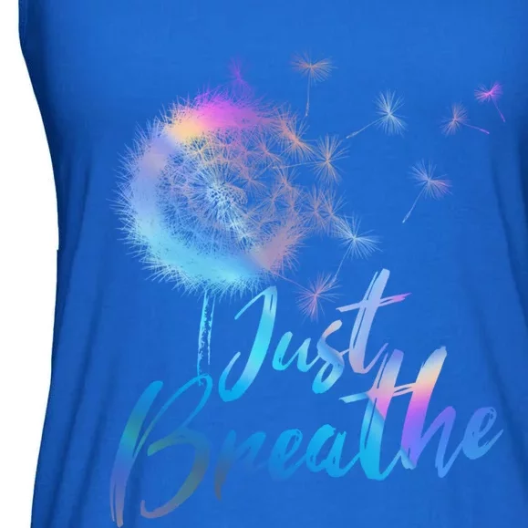 Just Breathe Dandelion Wildflower Botanical Nature Flower Great Gift Ladies Essential Flowy Tank