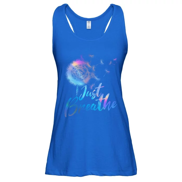 Just Breathe Dandelion Wildflower Botanical Nature Flower Great Gift Ladies Essential Flowy Tank