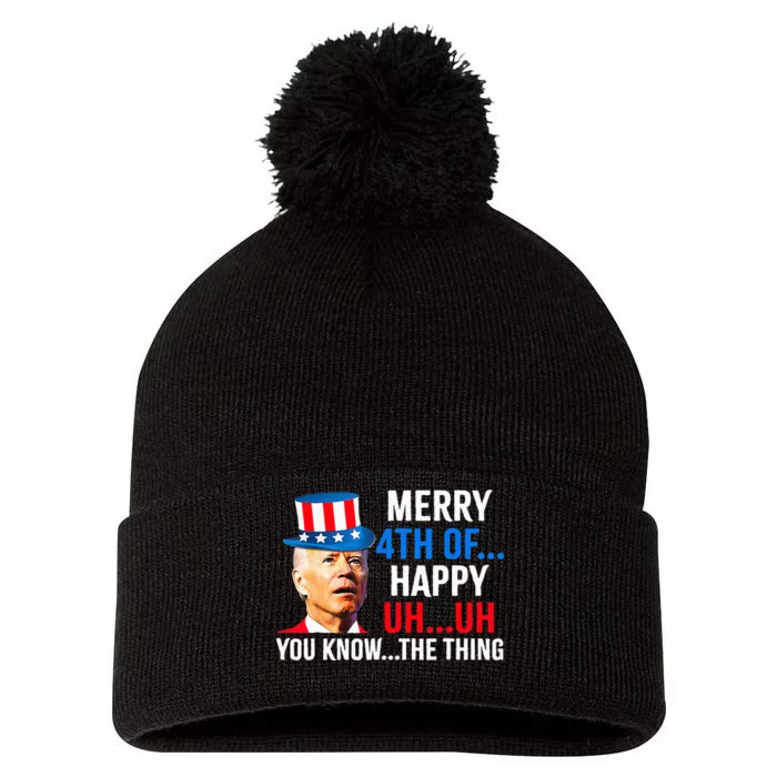 Joe Biden Dazed Biden Confused Merry Happy Funny 4th Of July Pom Pom 12in Knit Beanie