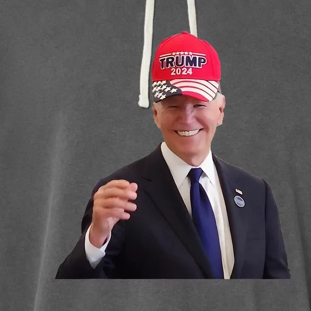 Joe Biden Dons Trump 2024 Cap Wear A Trump Hat Garment-Dyed Fleece Hoodie