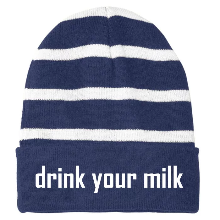 Jonathan Bailey Drink Your Milk Striped Beanie with Solid Band