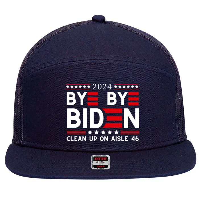 Joe Biden Drop Out Bye Bye Clean Up On Aisle 46 7 Panel Mesh Trucker Snapback Hat