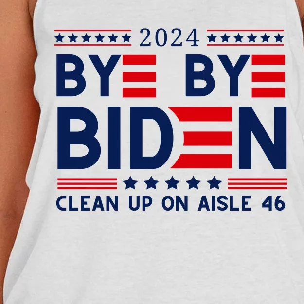 Joe Biden Drop Out Bye Bye Clean Up On Aisle 46 Women's Knotted Racerback Tank