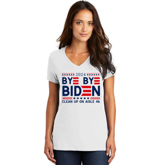 Joe Biden Drop Out Bye Bye Clean Up On Aisle 46 Women's V-Neck T-Shirt