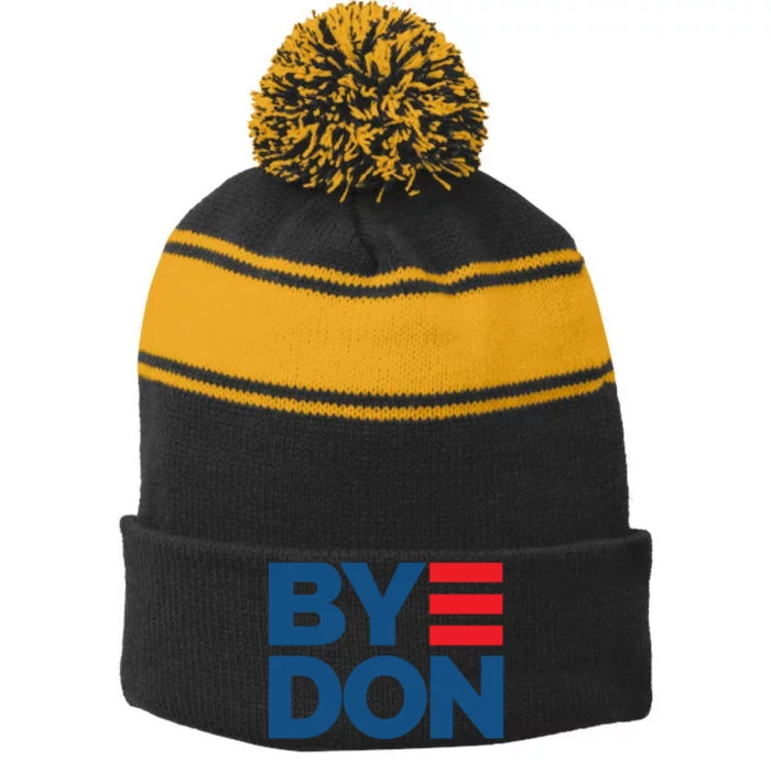 Joe Biden Drop Out Election Bye Don 2024 Stripe Pom Pom Beanie