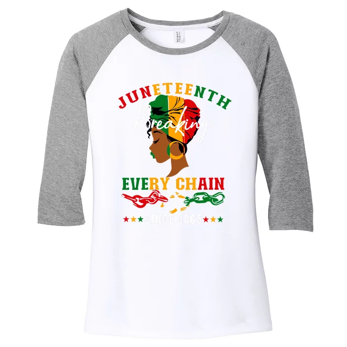 Juneteenth Breaking Every Chain Since 1865 For Women Vneck Women's Tri-Blend 3/4-Sleeve Raglan Shirt