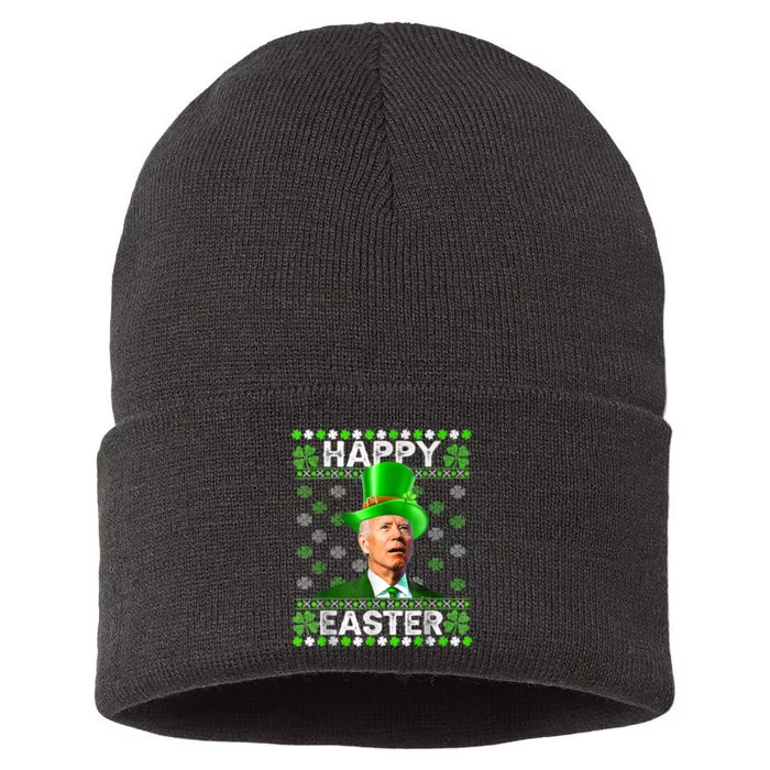 Joe Biden Easter Confused St Patricks Day Sustainable Knit Beanie