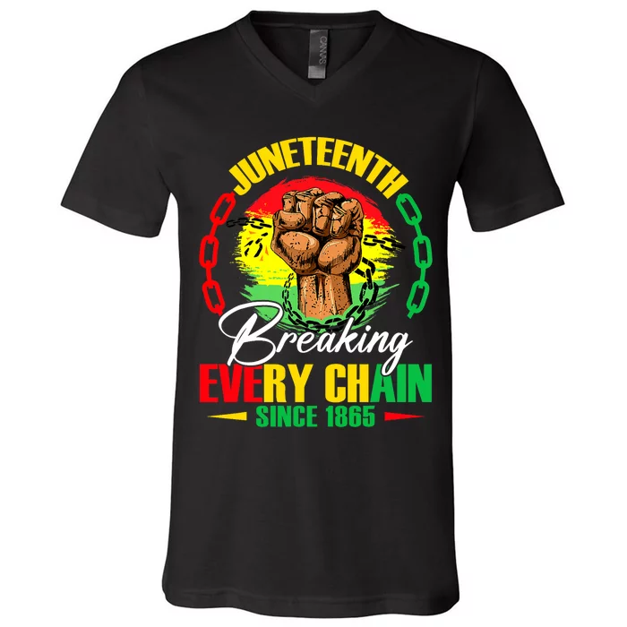 Juneteenth Breaking Every Chain Since 1865 V-Neck T-Shirt