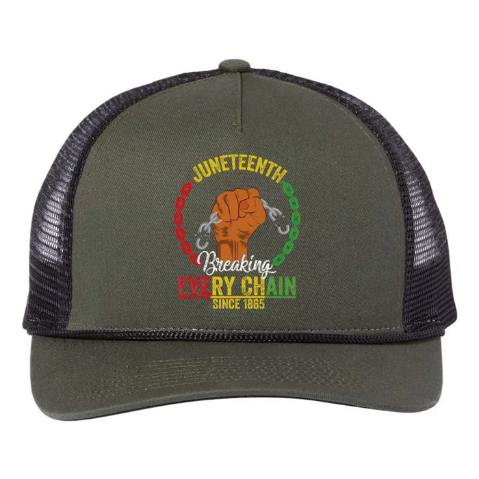 Juneteenth Breaking Every Chain Since 1865 Retro Rope Trucker Hat Cap