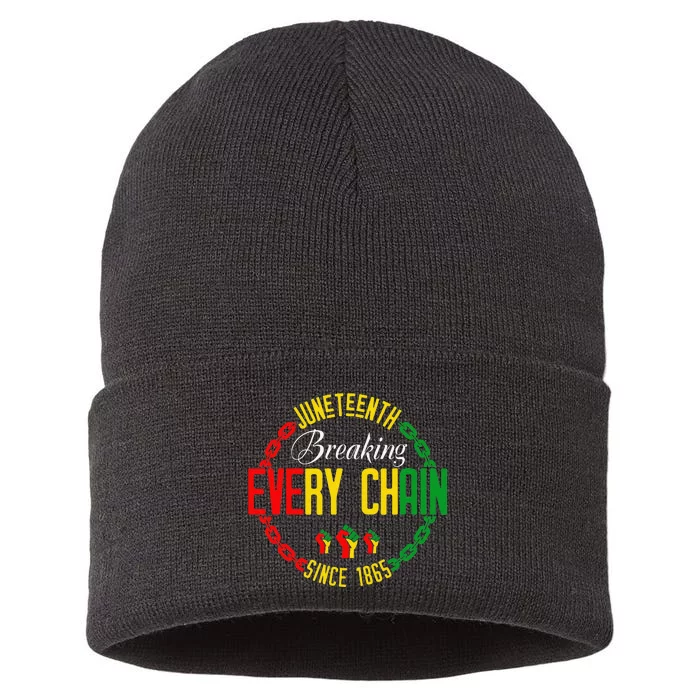 Juneteenth Break Every Chain Black History Remembrance Sustainable Knit Beanie