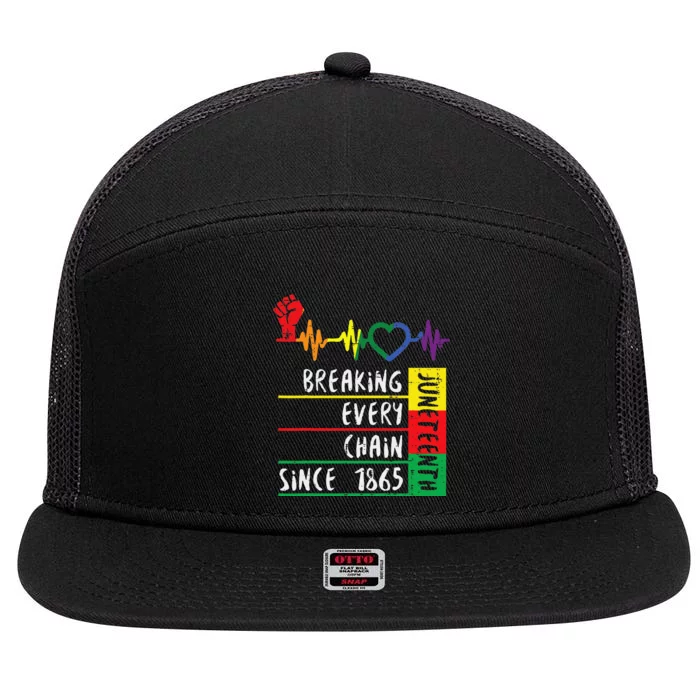 Juneteenth Breaking Every Chain Since 1865 7 Panel Mesh Trucker Snapback Hat