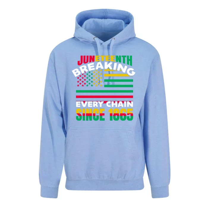 Juneteenth Breaking Every Chain Since 1865 Graphic Unisex Surf Hoodie