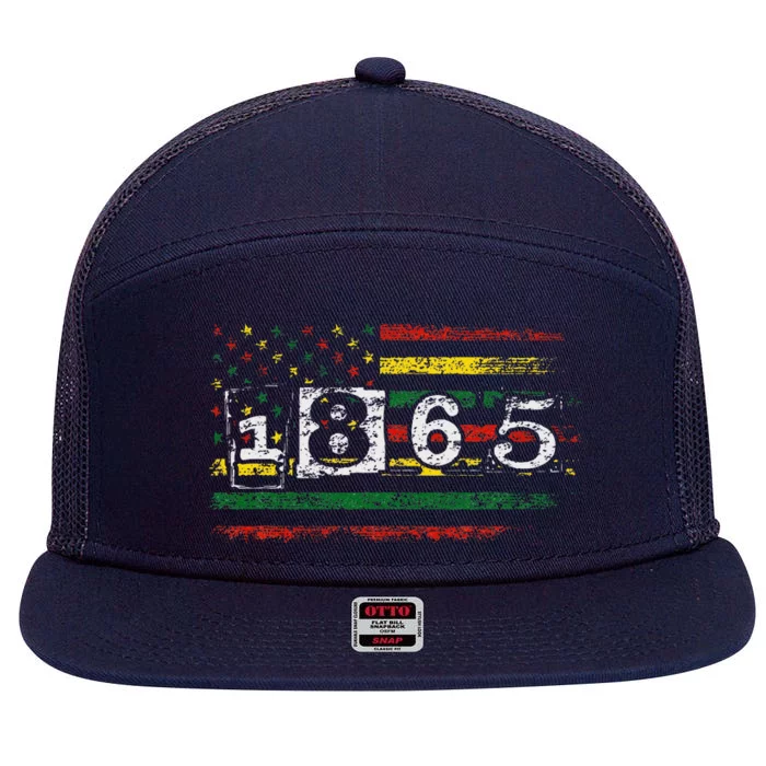 Juneteenth Black Emancipation Day 1865 7 Panel Mesh Trucker Snapback Hat