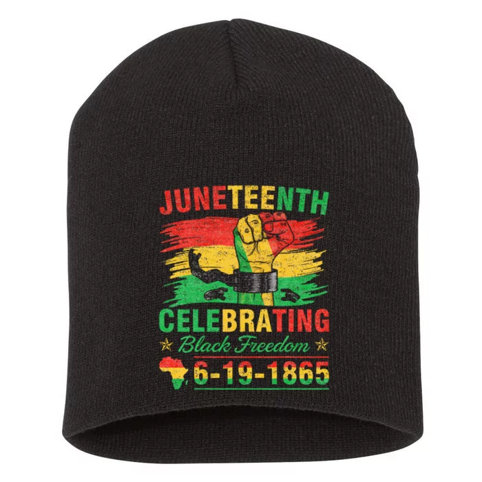 Juneteenth Breaking Every Chain Black Short Acrylic Beanie