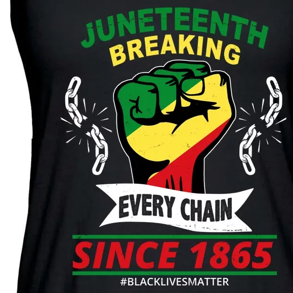 Juneteenth Breaking Every Chain Since 1865 Ladies Essential Flowy Tank