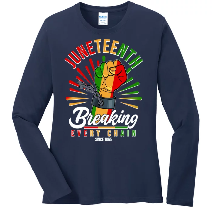 Juneteenth Breaking Every Chain Since 1865 Ladies Long Sleeve Shirt