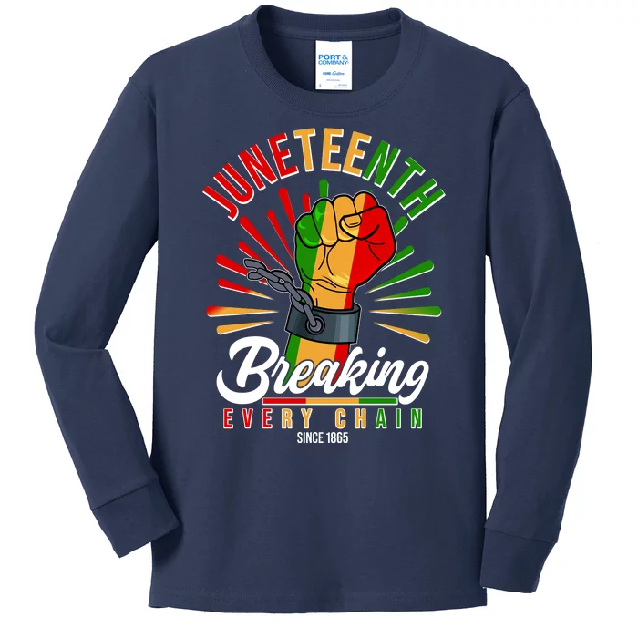 Juneteenth Breaking Every Chain Since 1865 Kids Long Sleeve Shirt