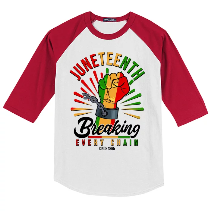 Juneteenth Breaking Every Chain Since 1865 Kids Colorblock Raglan Jersey