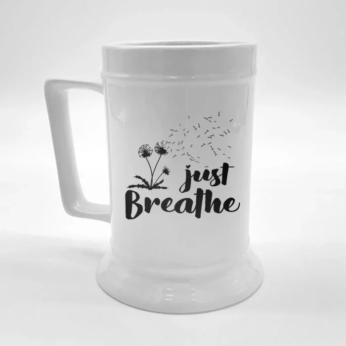 Just Breathe Energy Breathing Yoga Meditation Gift Front & Back Beer Stein