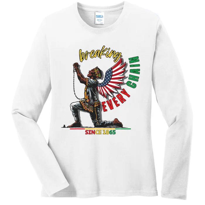 Juneteenth Breaking Every Chain Since 1865 Ladies Long Sleeve Shirt