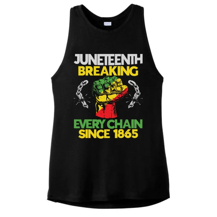 Juneteenth Breaking Every Chain Since 1865 African American Ladies Tri-Blend Wicking Tank