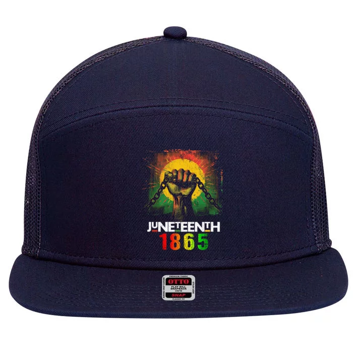 Junenth Break Every Chain Black History Remembrance Gift 7 Panel Mesh Trucker Snapback Hat