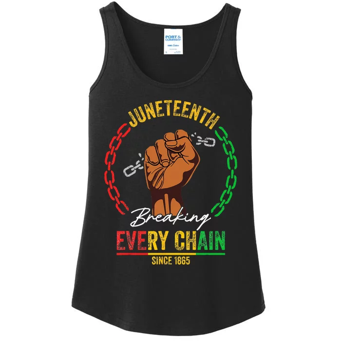 Juneteenth Breaking Every Chain Since 1865 Ladies Essential Tank