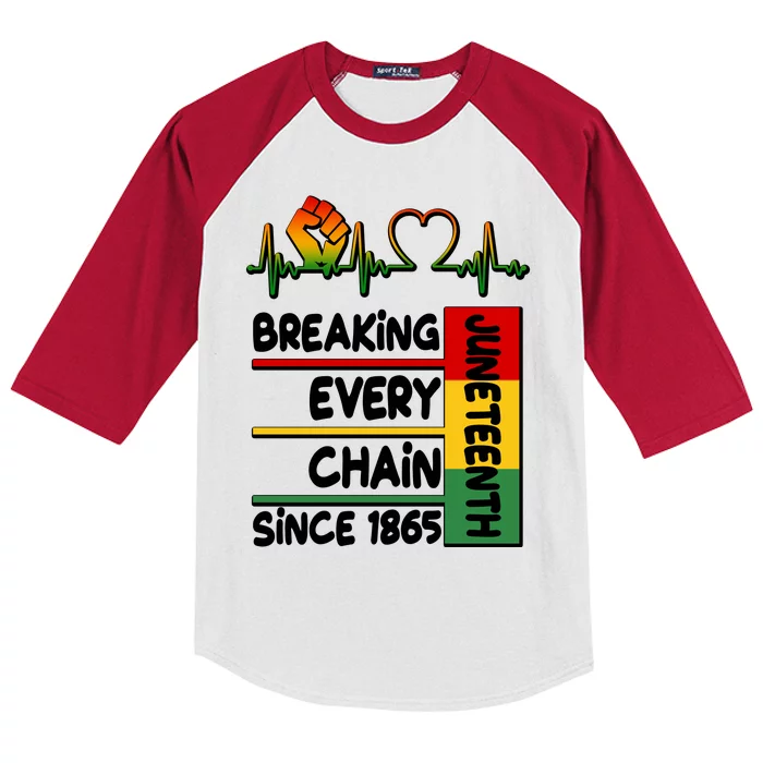 Juneteenth Breaking Every Chain Since 1865 Kids Colorblock Raglan Jersey