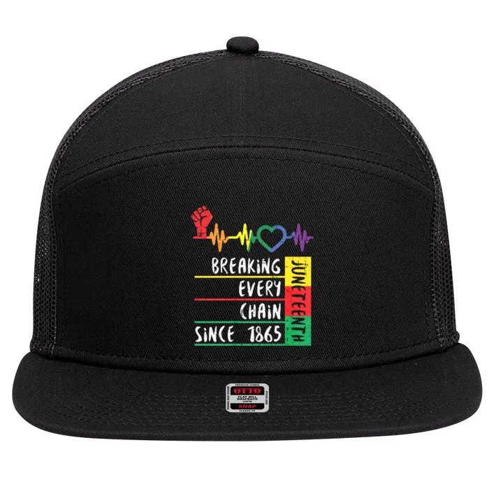 Juneteenth Breaking Every Chain Since 1865 7 Panel Mesh Trucker Snapback Hat