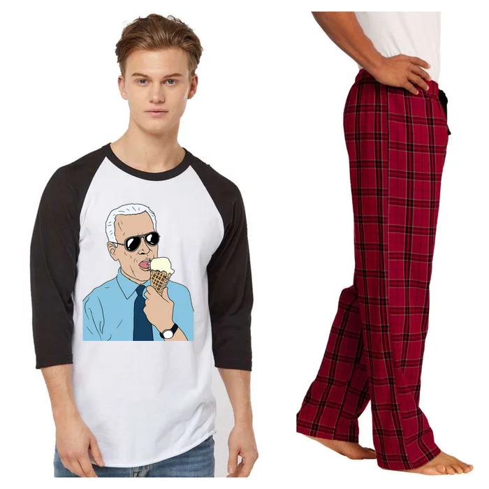 Joe Biden Eating Ice Cream Raglan Sleeve Pajama Set