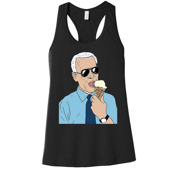 Joe Biden Eating Ice Cream Women's Racerback Tank