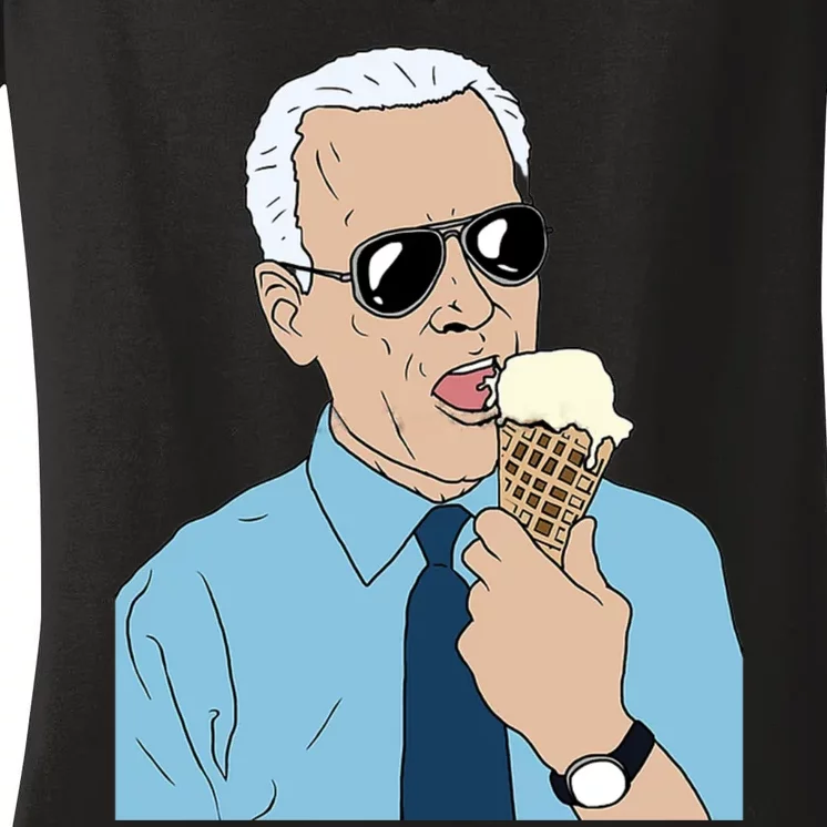 Joe Biden Eating Ice Cream Women's V-Neck T-Shirt