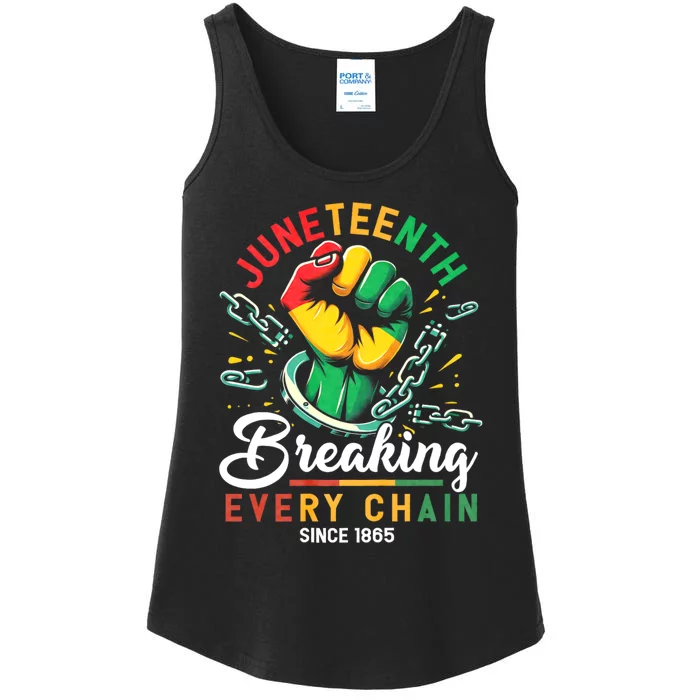 Juneteenth Breaking Every Chain Since 1865 African American Freedom Ladies Essential Tank