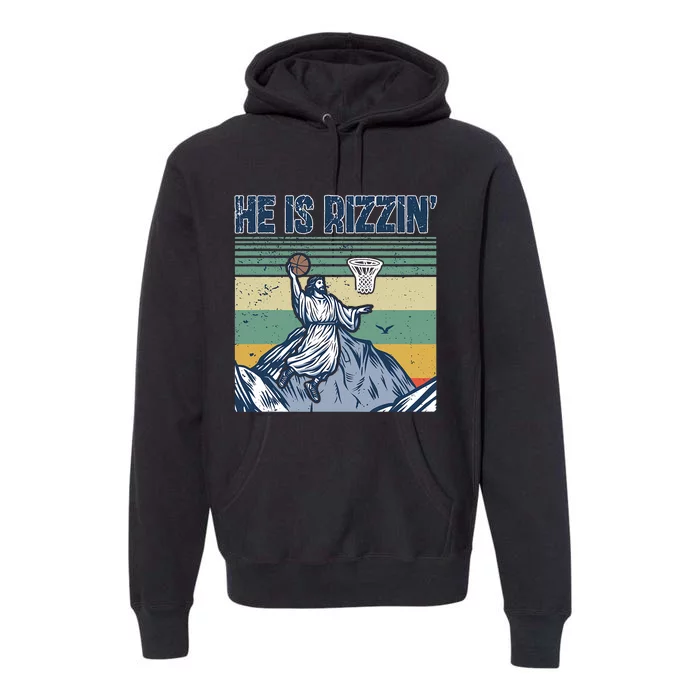 Jesus Basketball Easter Retro Faith Apparel Premium Hoodie