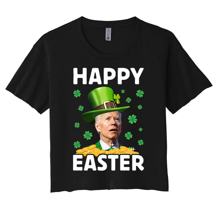 Joe Biden Easter Confused Funny St Patricks Day Women's Crop Top Tee