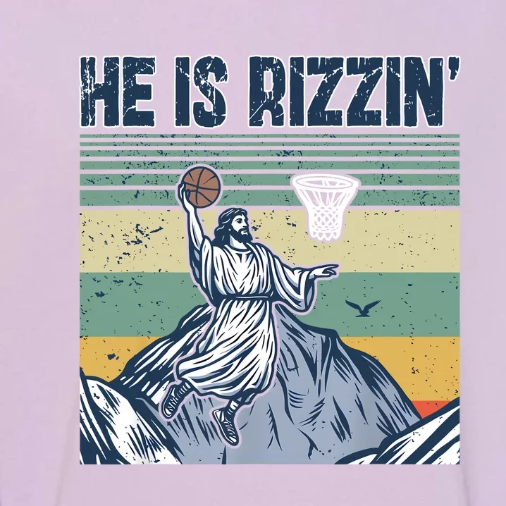 Jesus Basketball Easter Retro Faith Apparel Garment-Dyed Sweatshirt