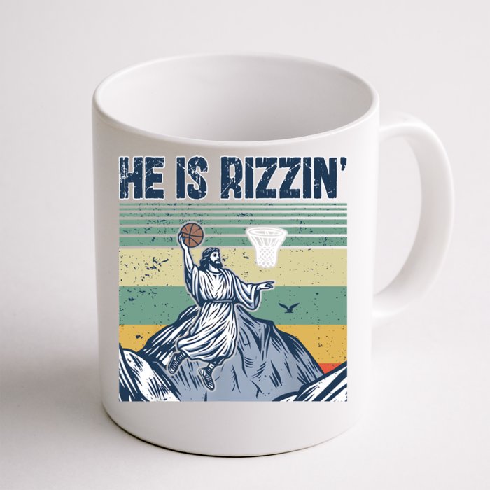 Jesus Basketball Easter Retro Faith Apparel Front & Back Coffee Mug