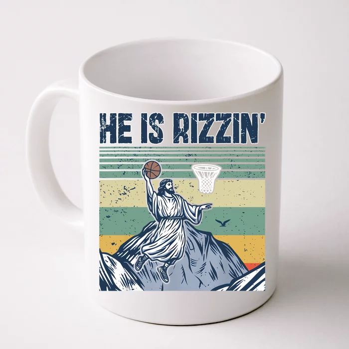 Jesus Basketball Easter Retro Faith Apparel Front & Back Coffee Mug