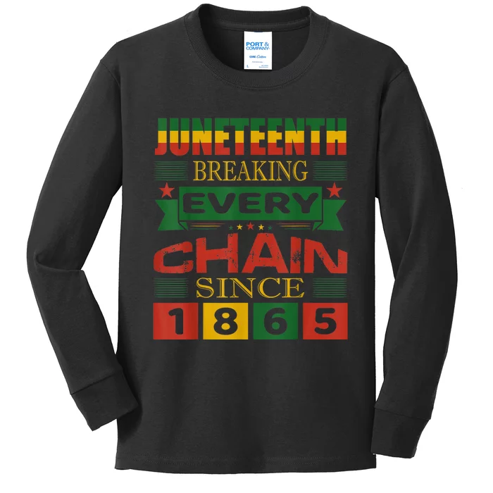 Juneteenth Breaking Every Chain Since 1865 African American Kids Long Sleeve Shirt