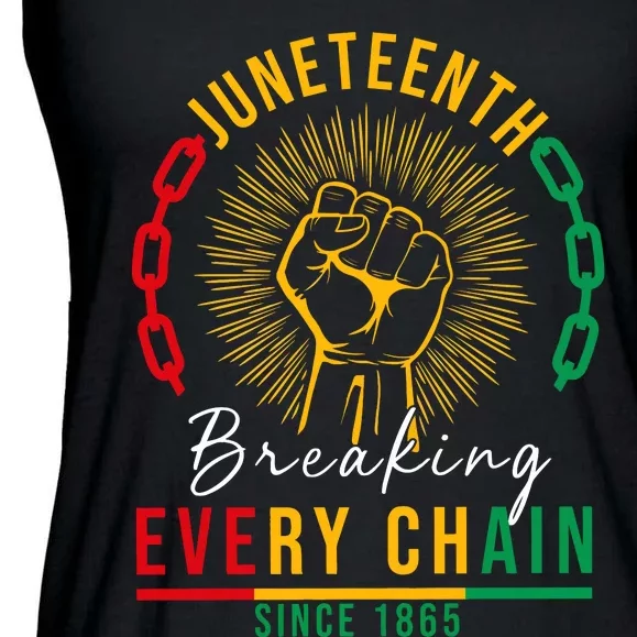 Juneteenth Breaking Every Chain Since 1865 Ladies Essential Flowy Tank