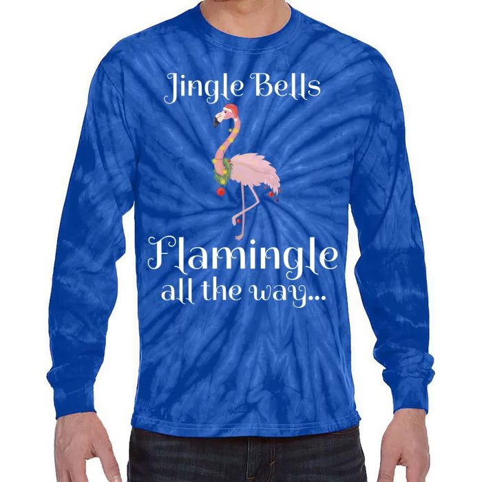 Jingle Bells Flamingle All The Way Flamingo Lovers Gift Cool Gift Tie-Dye Long Sleeve Shirt