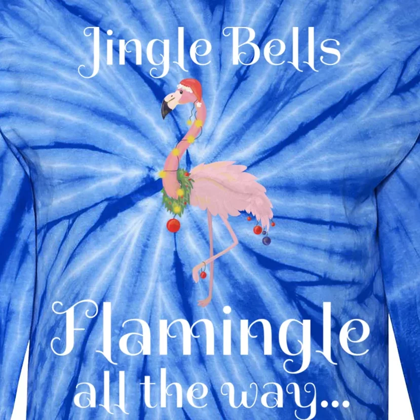 Jingle Bells Flamingle All The Way Flamingo Lovers Gift Cool Gift Tie-Dye Long Sleeve Shirt